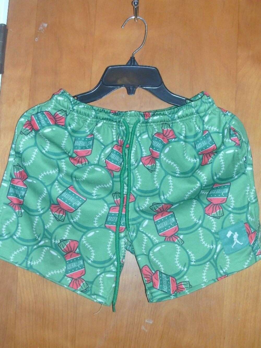 Baseballism Green Bubble Gum Baseball Athletic Shorts with Pockets youth XL